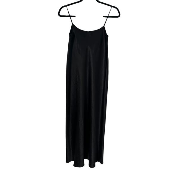 Vince Satin Slip Dress Womens Size Small Black Sleeveless Midi Lingerie Negligee - Picture 4 of 11